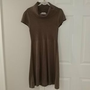 Calvin Klein Sz Lg Brown Cowl S/S Sweater Dress